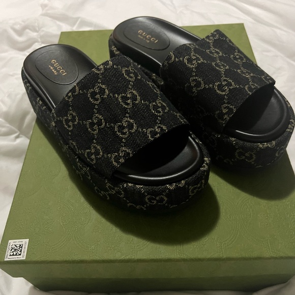 GG JACQUARD BLACK DENIM - Picture 1 of 3